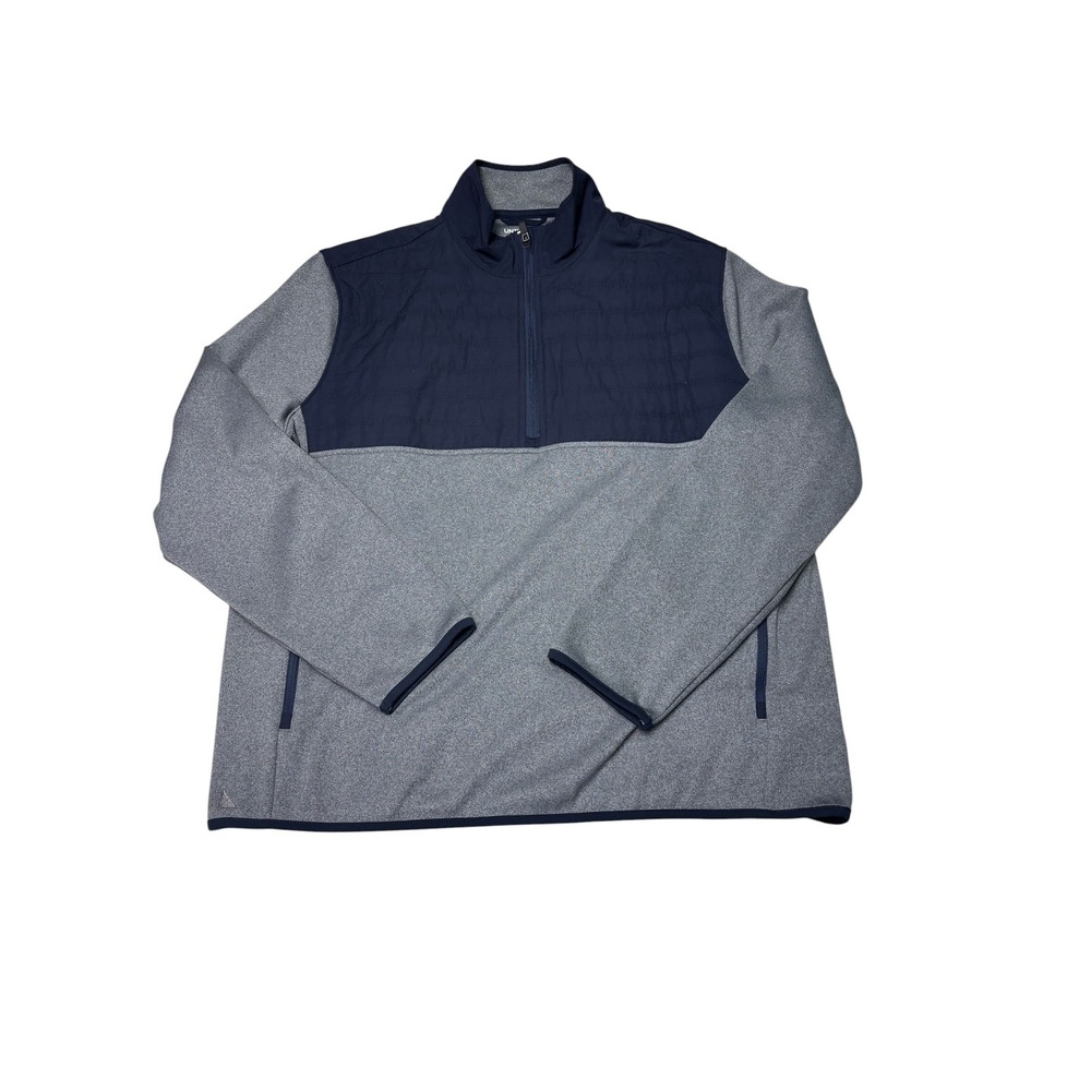 UNTUCKit Tyrus Mens Large‎ Gray Navy Colorblock Quilted Quarter Zip Pullover